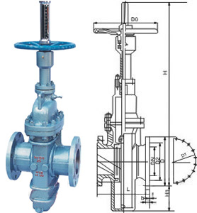 有導流孔平板閘閥外形圖 有導流孔平板閘閥外形圖