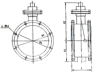 HH49型微阻緩閉蝶式止回閥結(jié)構(gòu)示意圖 HH49型微阻緩閉蝶式止回閥結(jié)構(gòu)示意圖