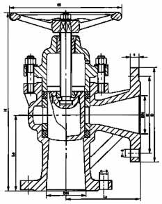 角式柱塞閥U44 UJ44結構示意圖 角式柱塞閥U44 UJ44結構示意圖